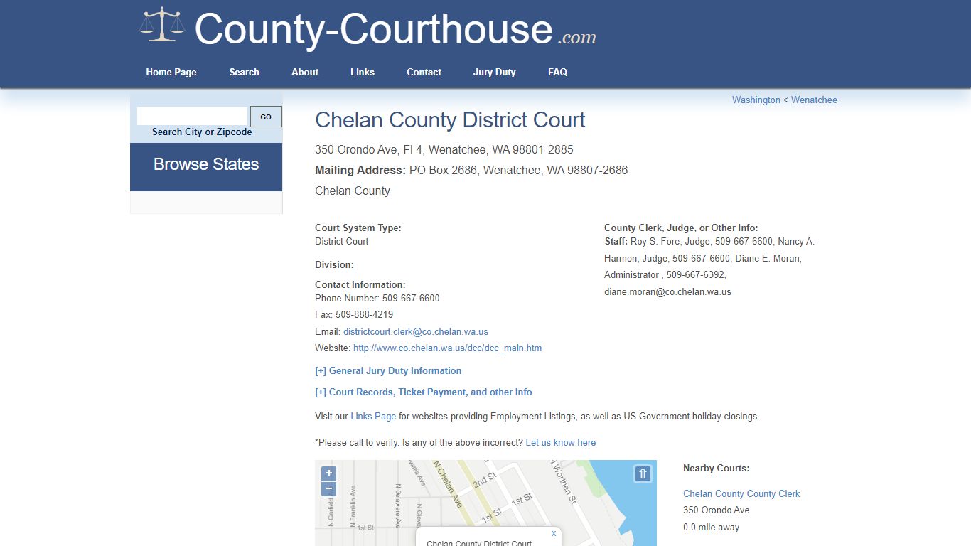 Chelan County District Court in Wenatchee, WA - Court Information