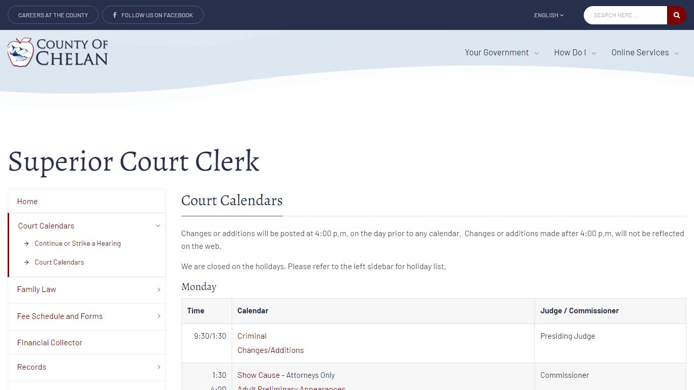 Superior Court Clerk - Chelan County, Washington